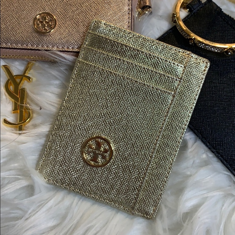Tory Burch Gold Saffiano Cardholder